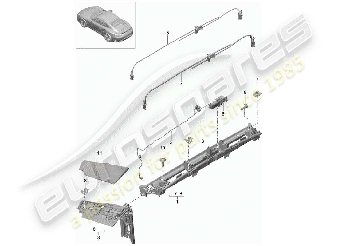 porsche 991 t/gt2rs flap part diagram