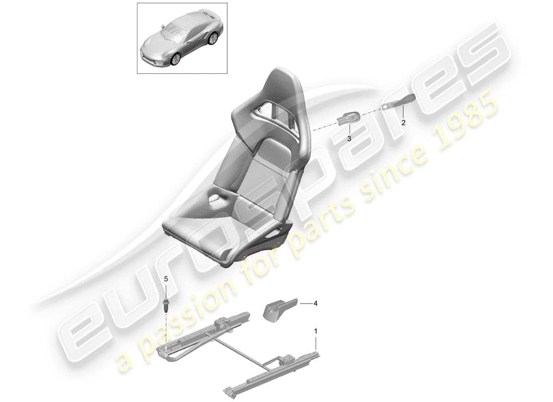 porsche 991 t/gt2rs seat part diagram