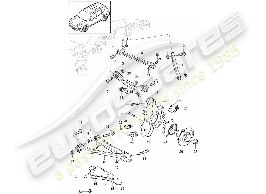 porsche cayenne e2 (2018) rear axle part diagram