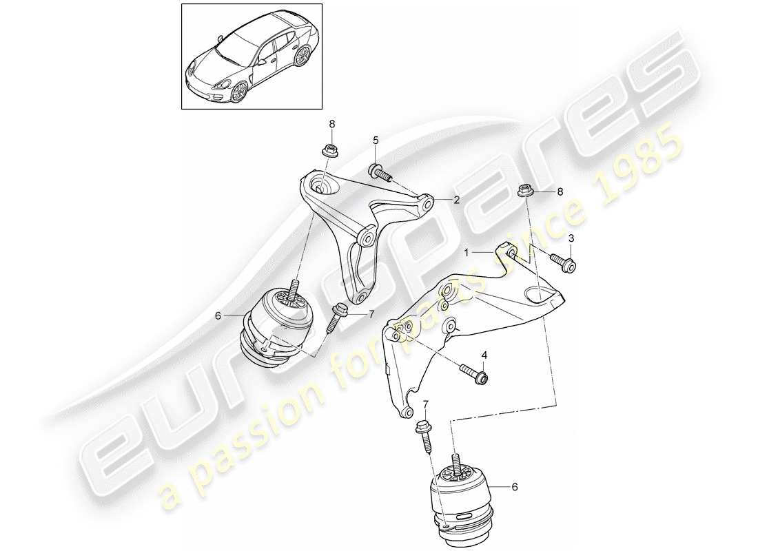 porsche panamera 970 (2010) engine suspension part diagram