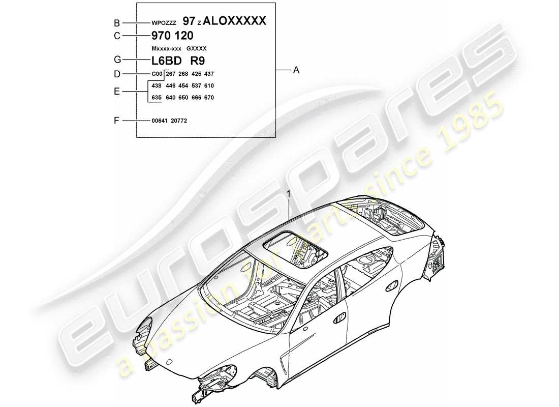 porsche panamera 970 (2010) car body part diagram