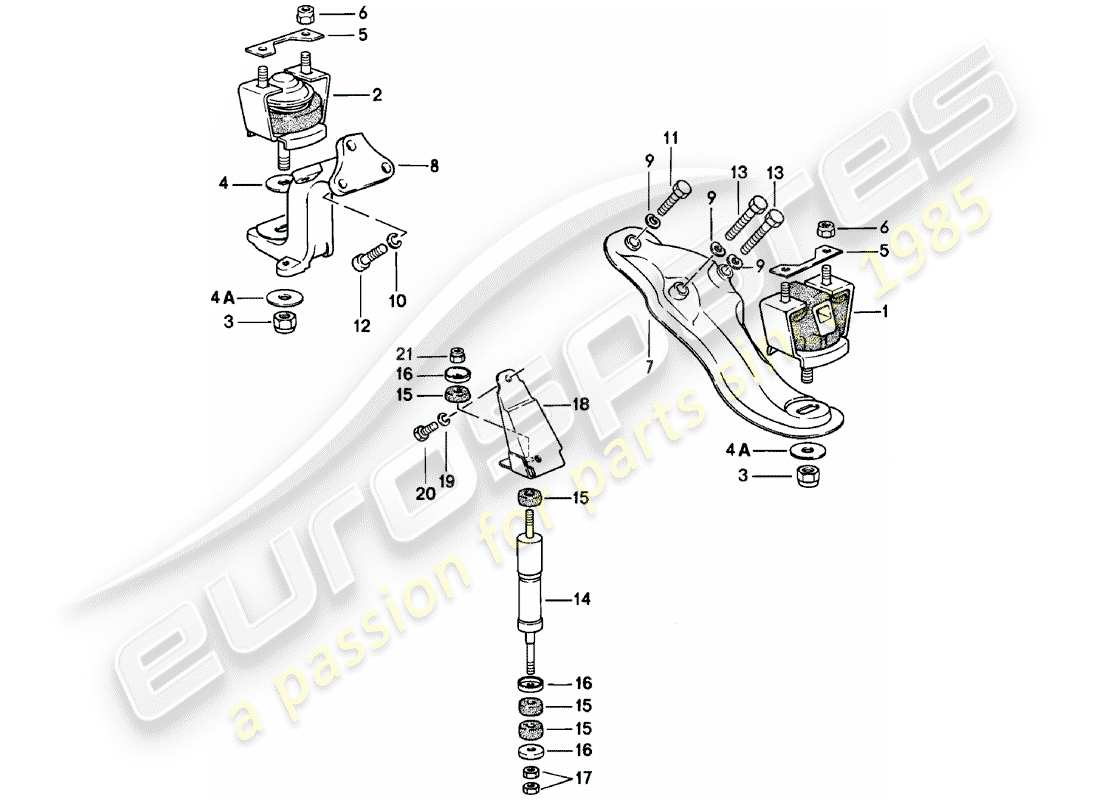 porsche 924 (1983) engine suspension part diagram