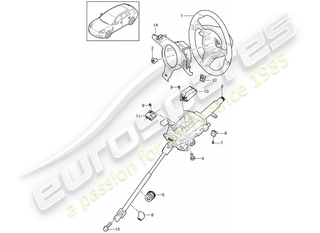 porsche panamera 970 (2010) steering wheels part diagram
