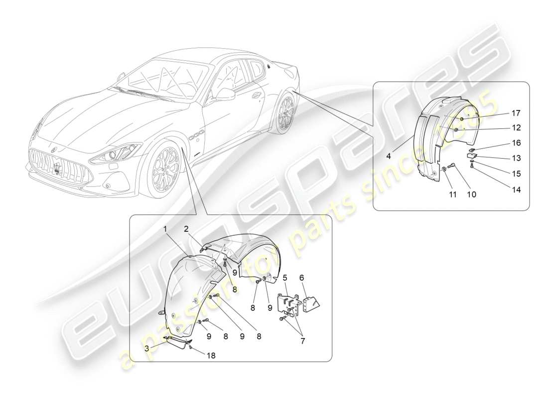 maserati granturismo s (2018) wheelhouse and lids part diagram