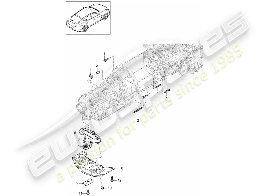 porsche panamera 970 (2010) mounting parts for engine and part diagram