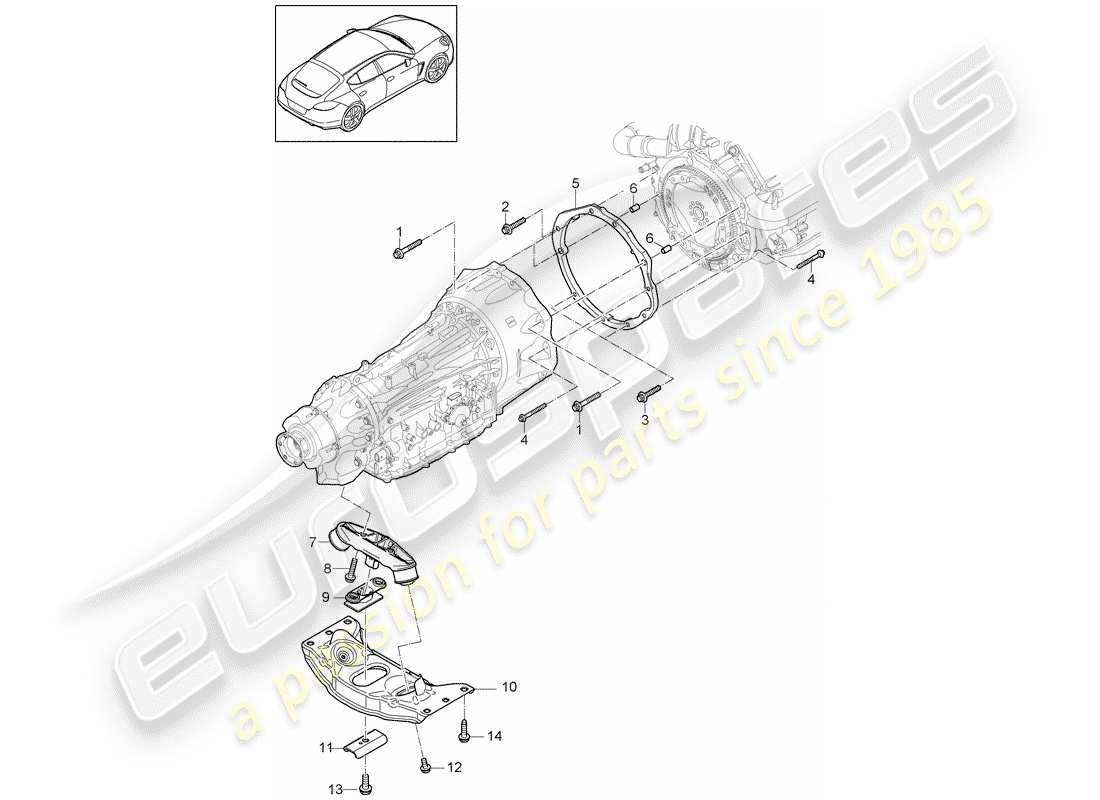 porsche panamera 970 (2010) mounting parts for engine and part diagram