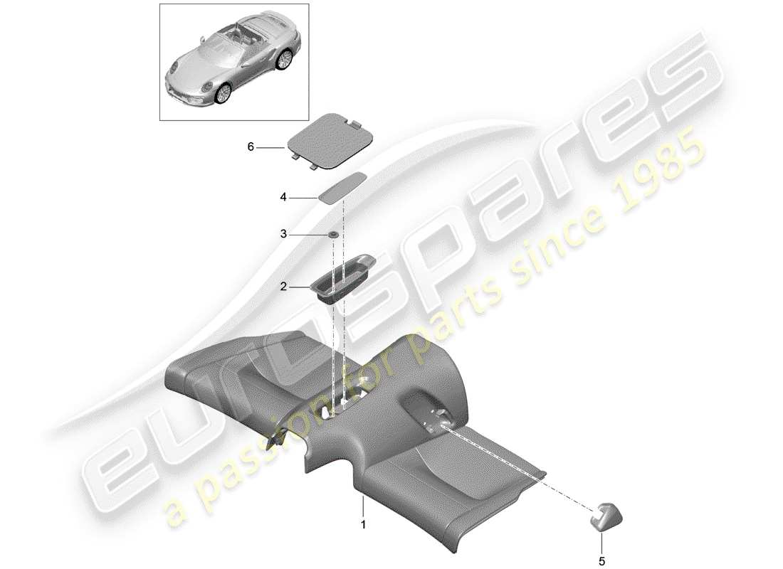porsche 991 t/gt2rs back seat cushion part diagram