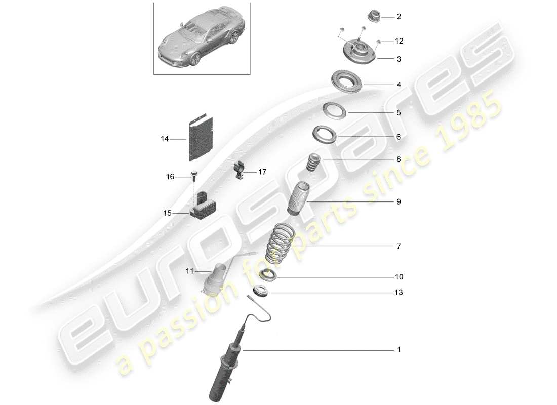 porsche 991 t/gt2rs suspension part diagram