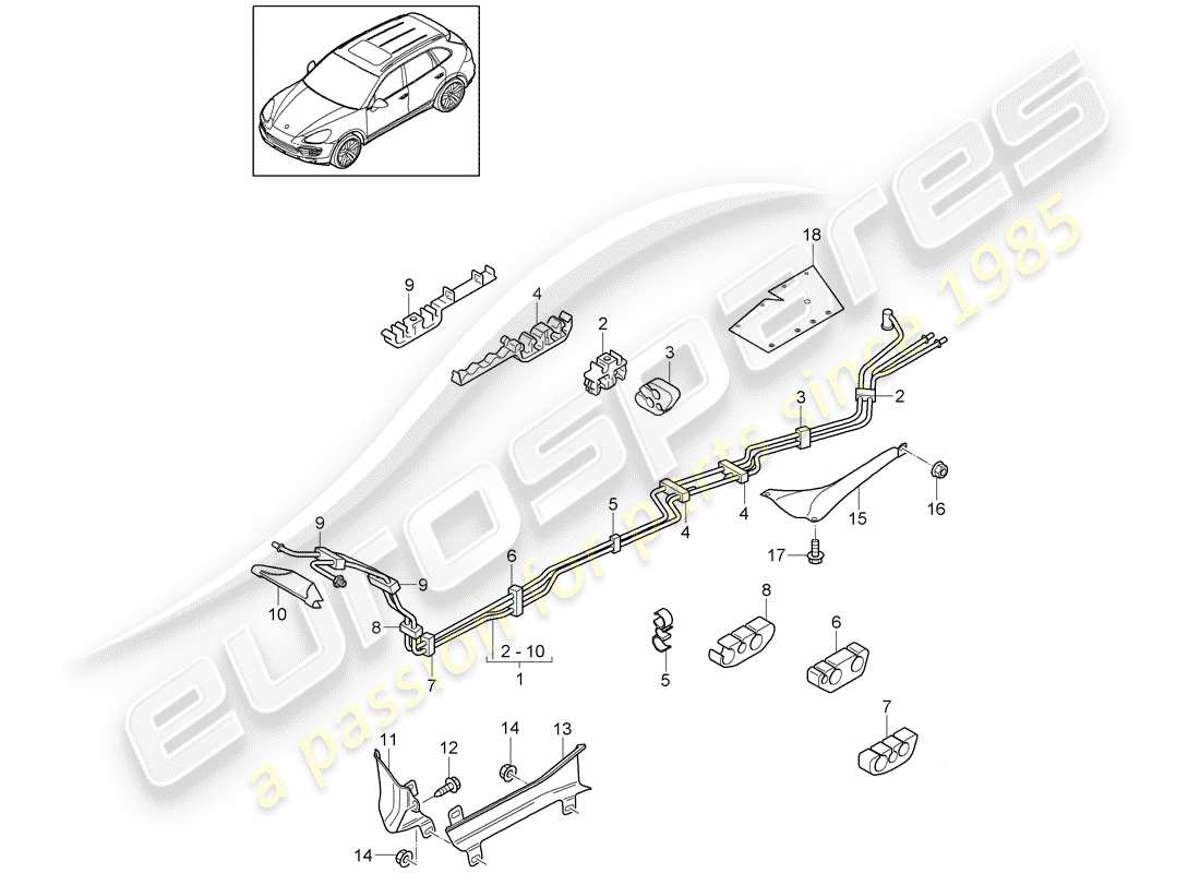 porsche cayenne e2 (2011) fuel line part diagram