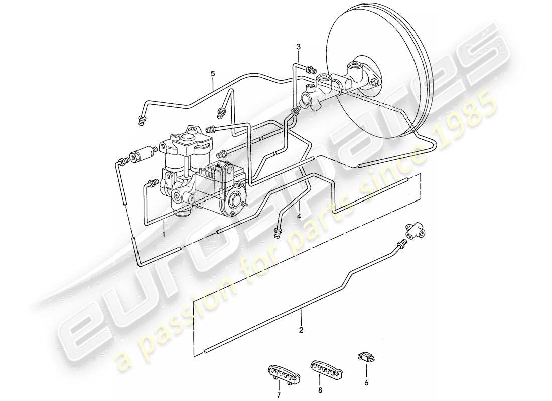 porsche 928 (1990) brake lines - anti-locking brake syst. -abs- part diagram