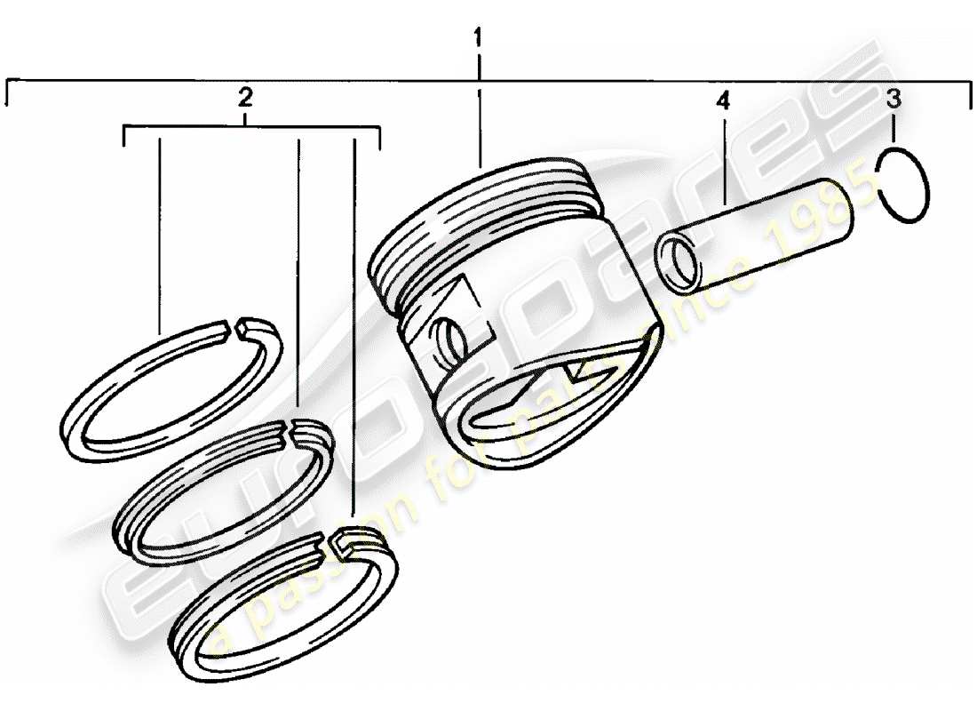 porsche 924 (1983) piston - piston rings part diagram