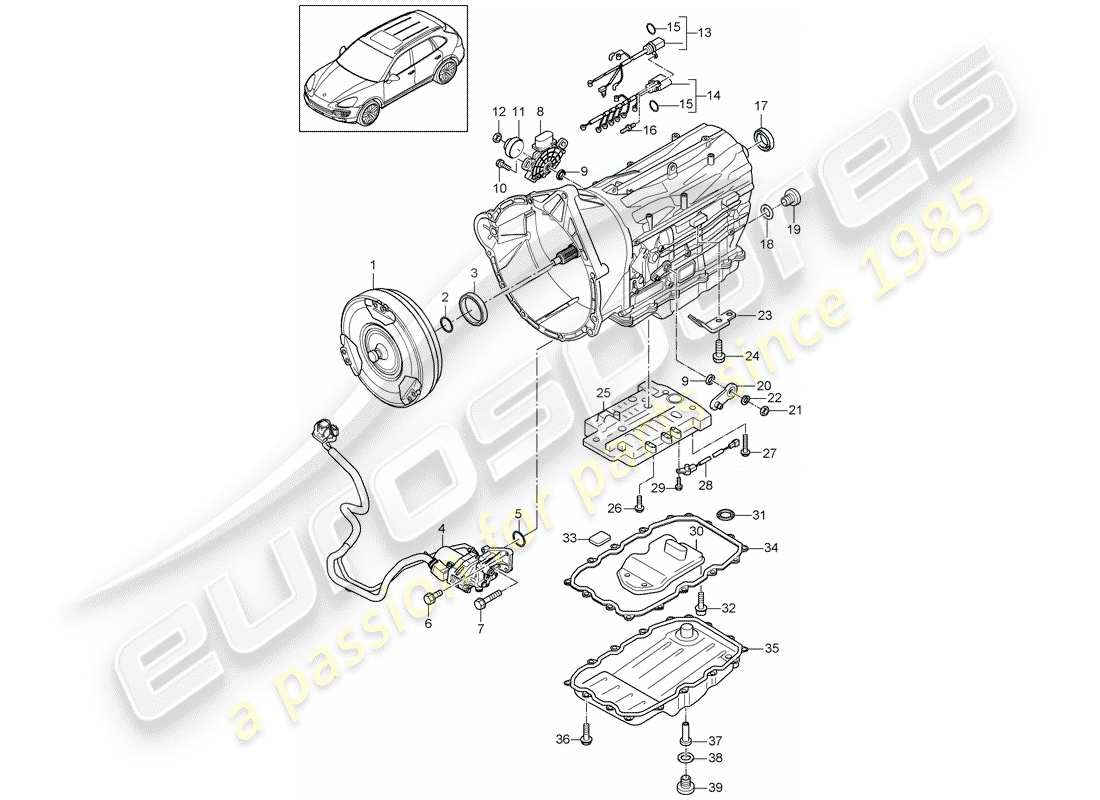 porsche cayenne e2 (2018) 8-speed automatic gearbox part diagram