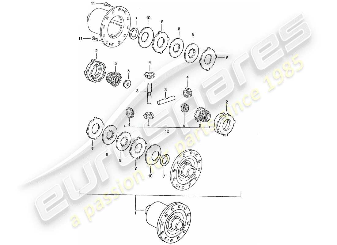porsche 928 (1988) manual gearbox - limited slip differential - d >> - mj 1989 part diagram