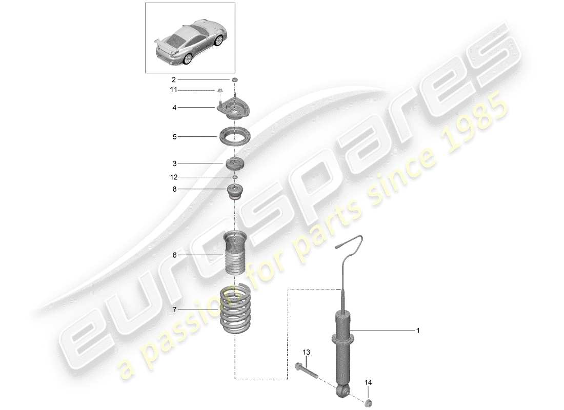 porsche 991 t/gt2rs shock absorber part diagram
