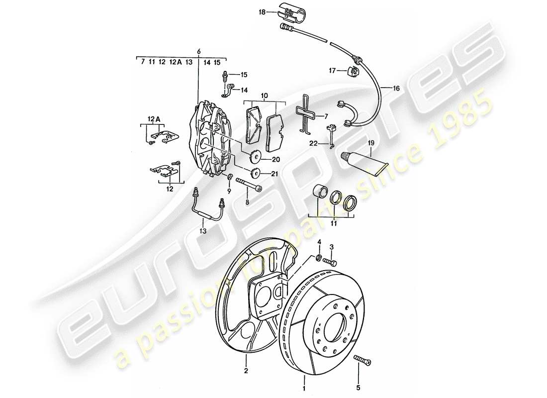 porsche 928 (1988) disc brakes - see technical information - gr.4 nr. 1/89 part diagram