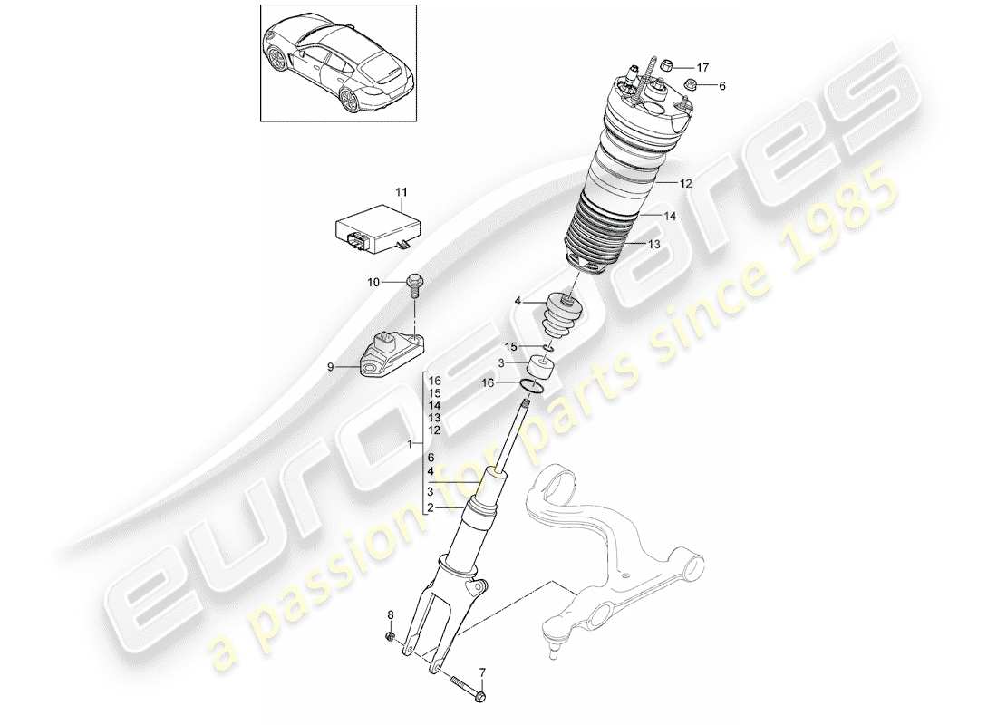 porsche panamera 970 (2010) suspension part diagram