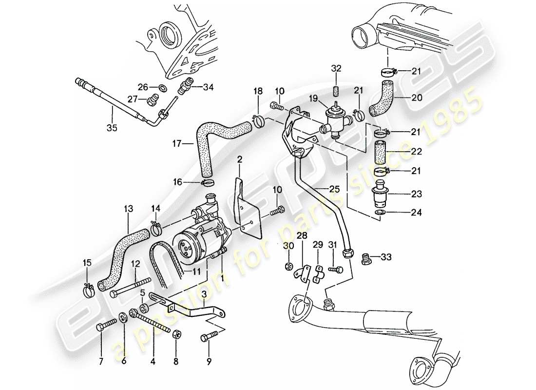 porsche 928 (1988) air injection - for vehicles with - catalyst part diagram