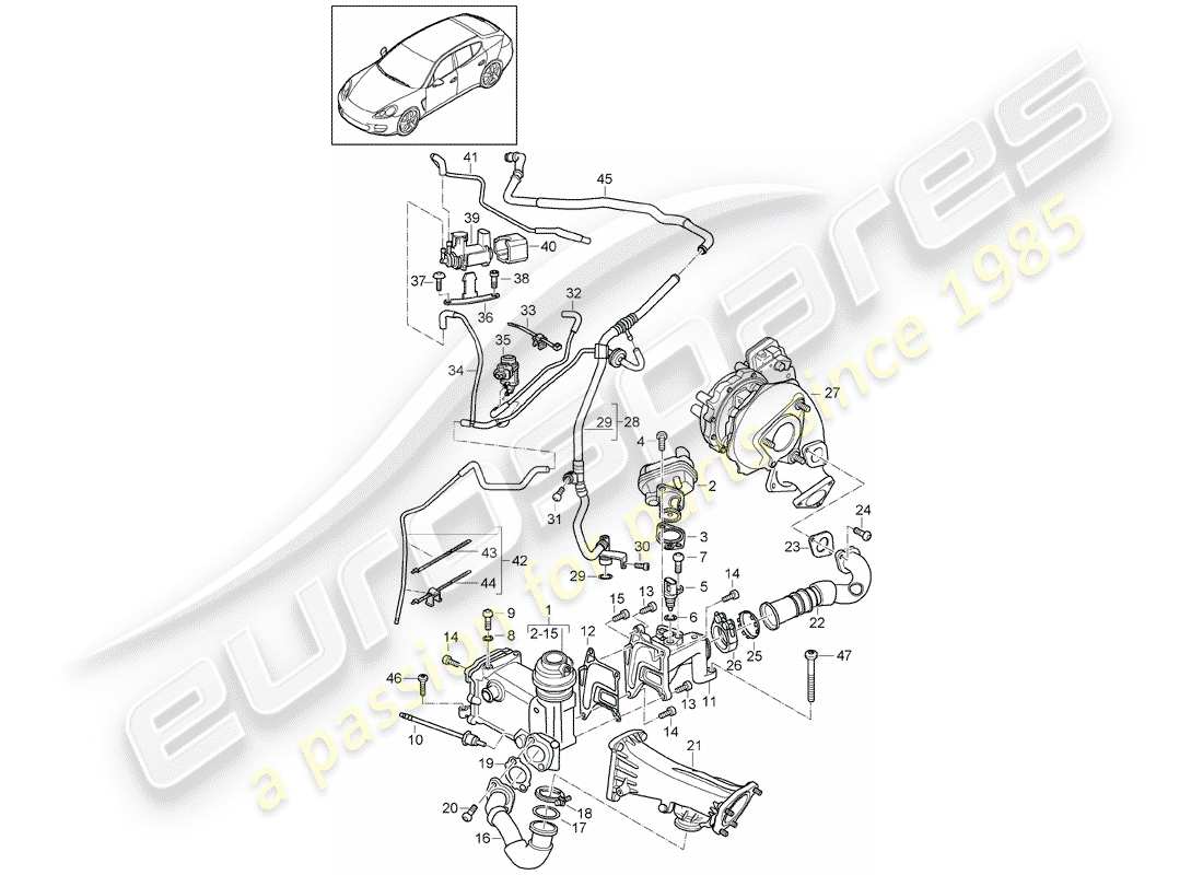 porsche panamera 970 (2010) exhaust recirculation part diagram