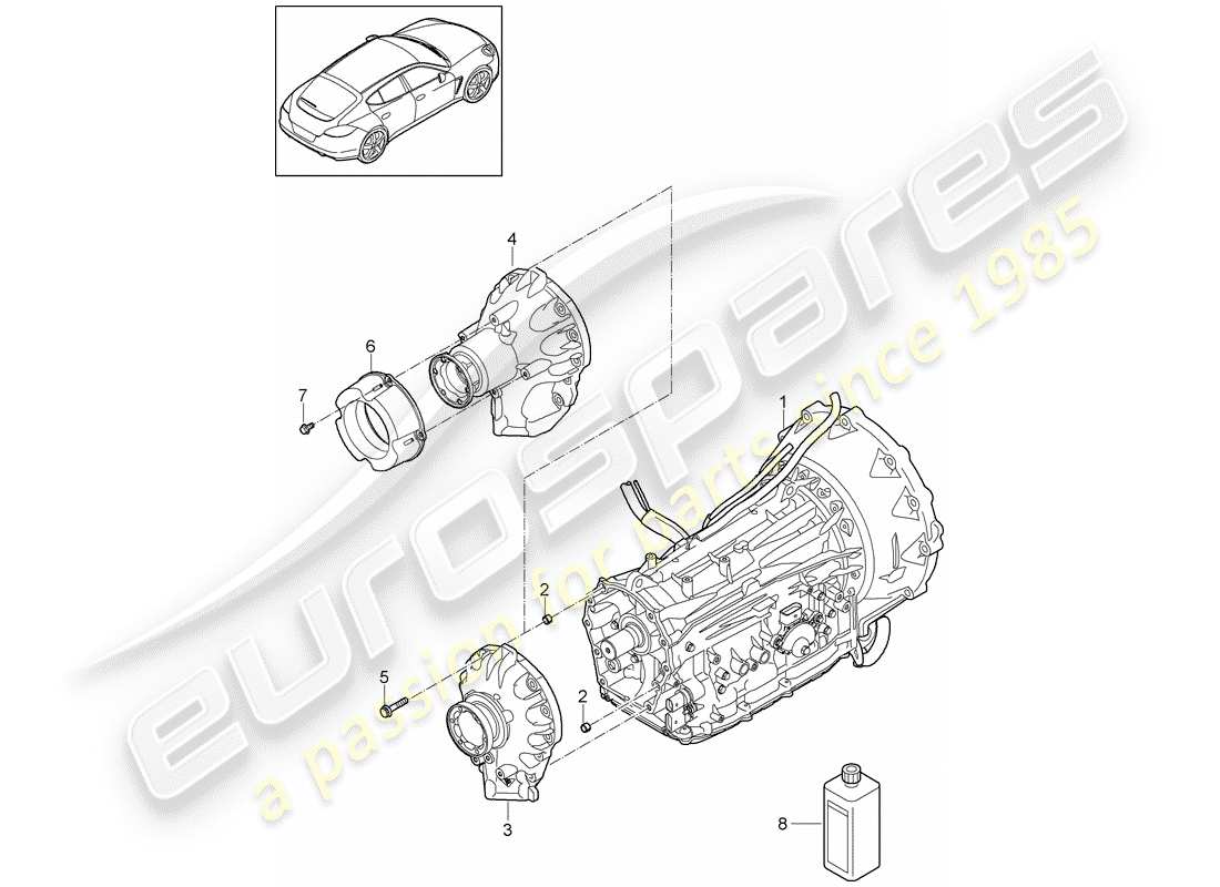 porsche panamera 970 (2010) 8-speed automatic gearbox part diagram