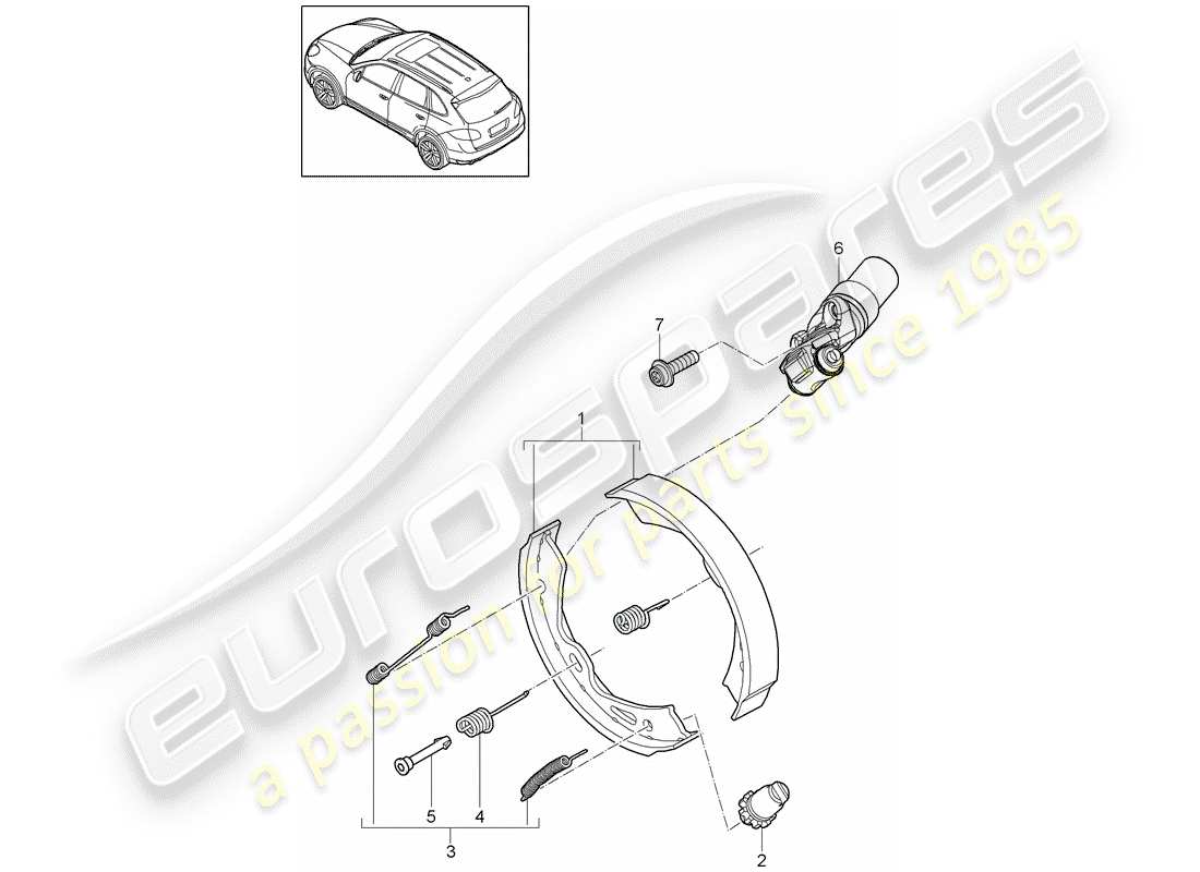 porsche cayenne e2 (2018) parking brake part diagram