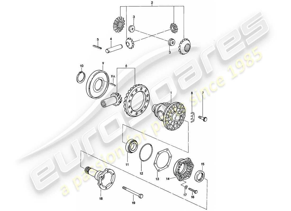 porsche 928 (1982) differential - 2 - automatic transmission part diagram