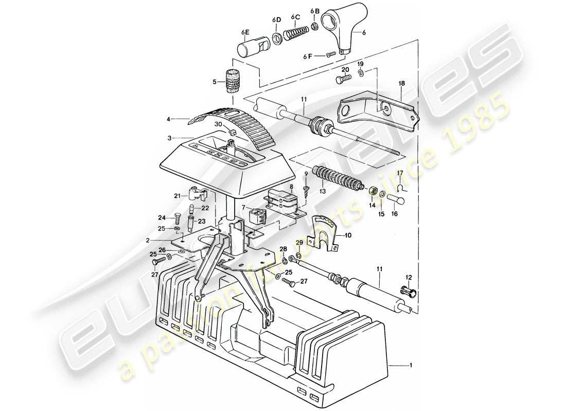 porsche 924s (1988) shift mechanism - for - automatic transmission part diagram