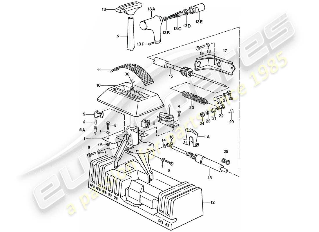 porsche 924 (1983) shift mechanism - automatic transmission part diagram