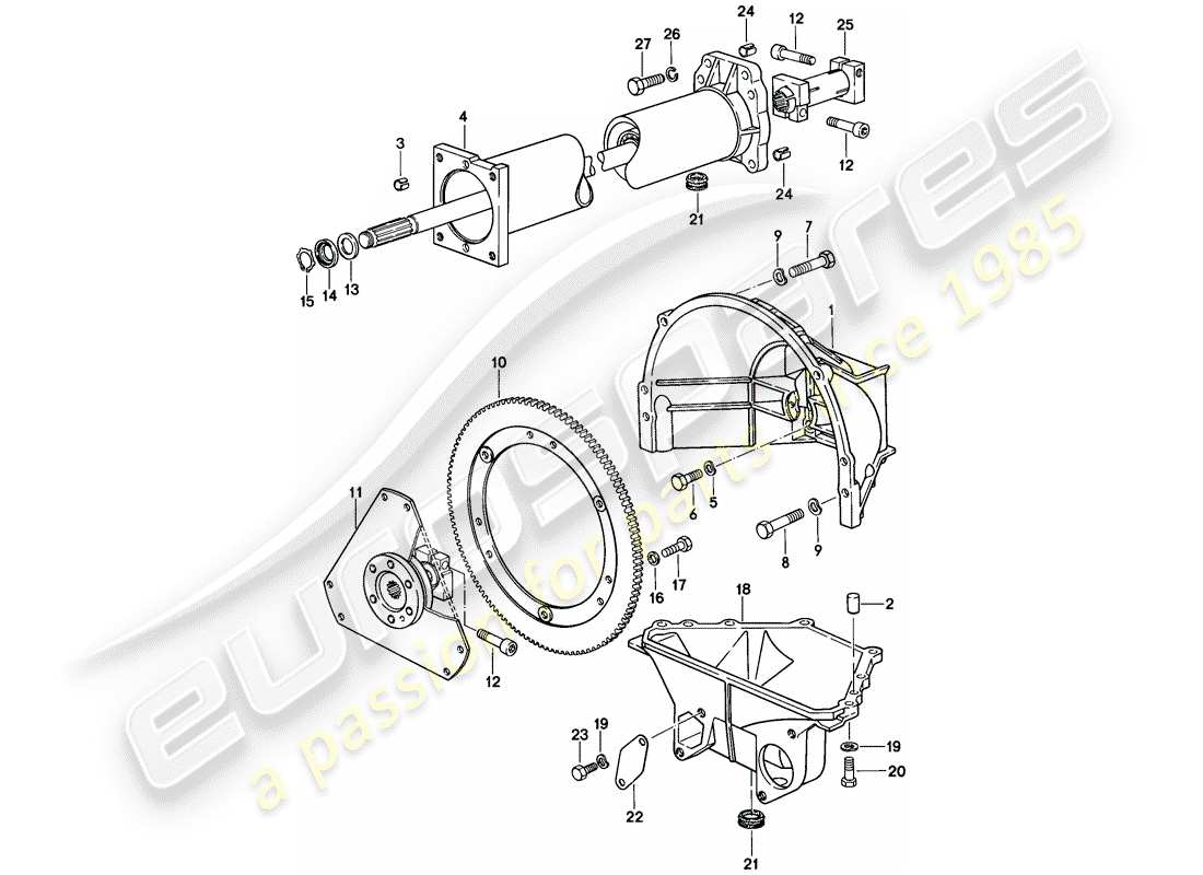 porsche 928 (1982) central tube - automatic transmission part diagram