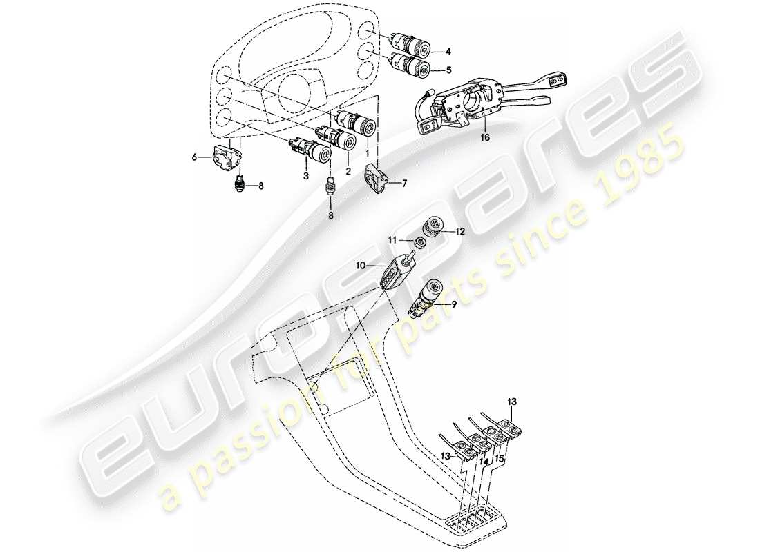 porsche 928 (1982) switch - manually part diagram