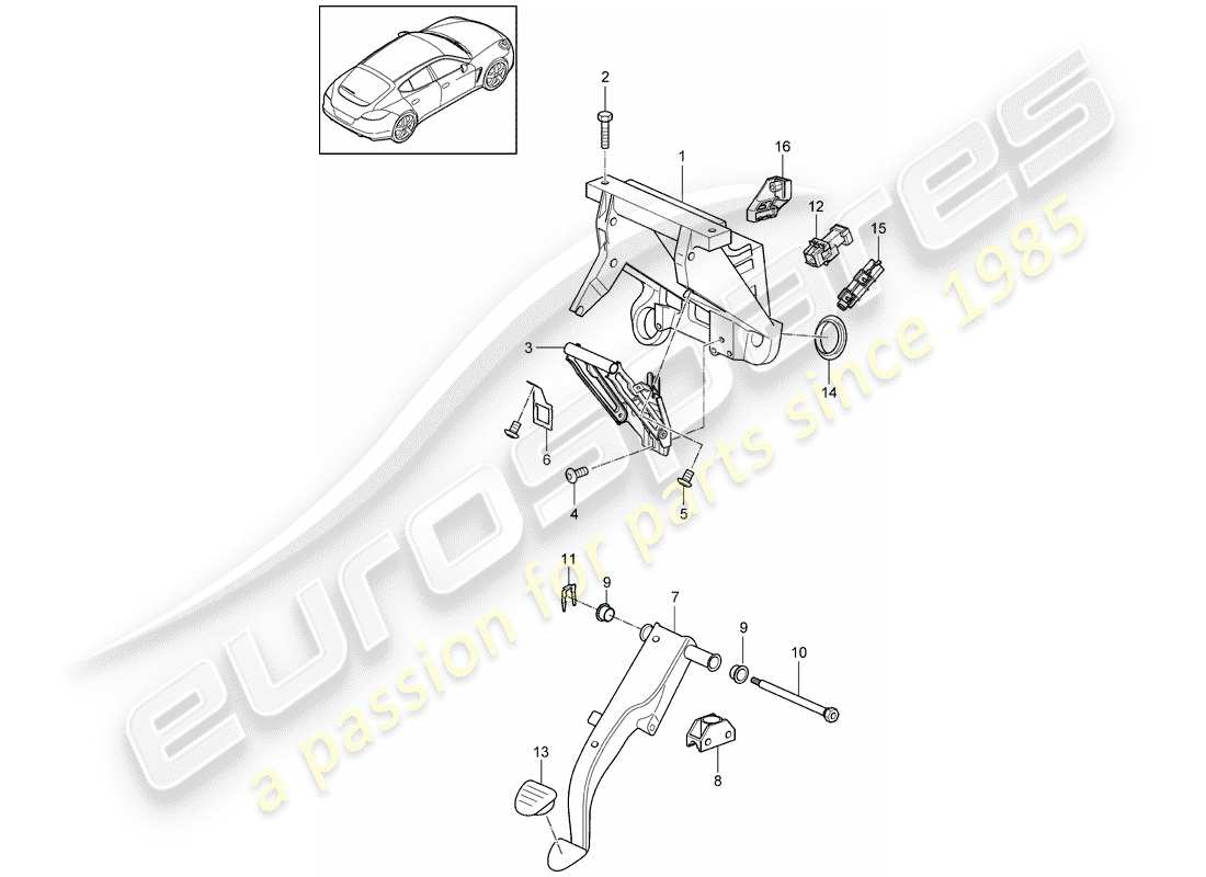 porsche panamera 970 (2010) pedals part diagram