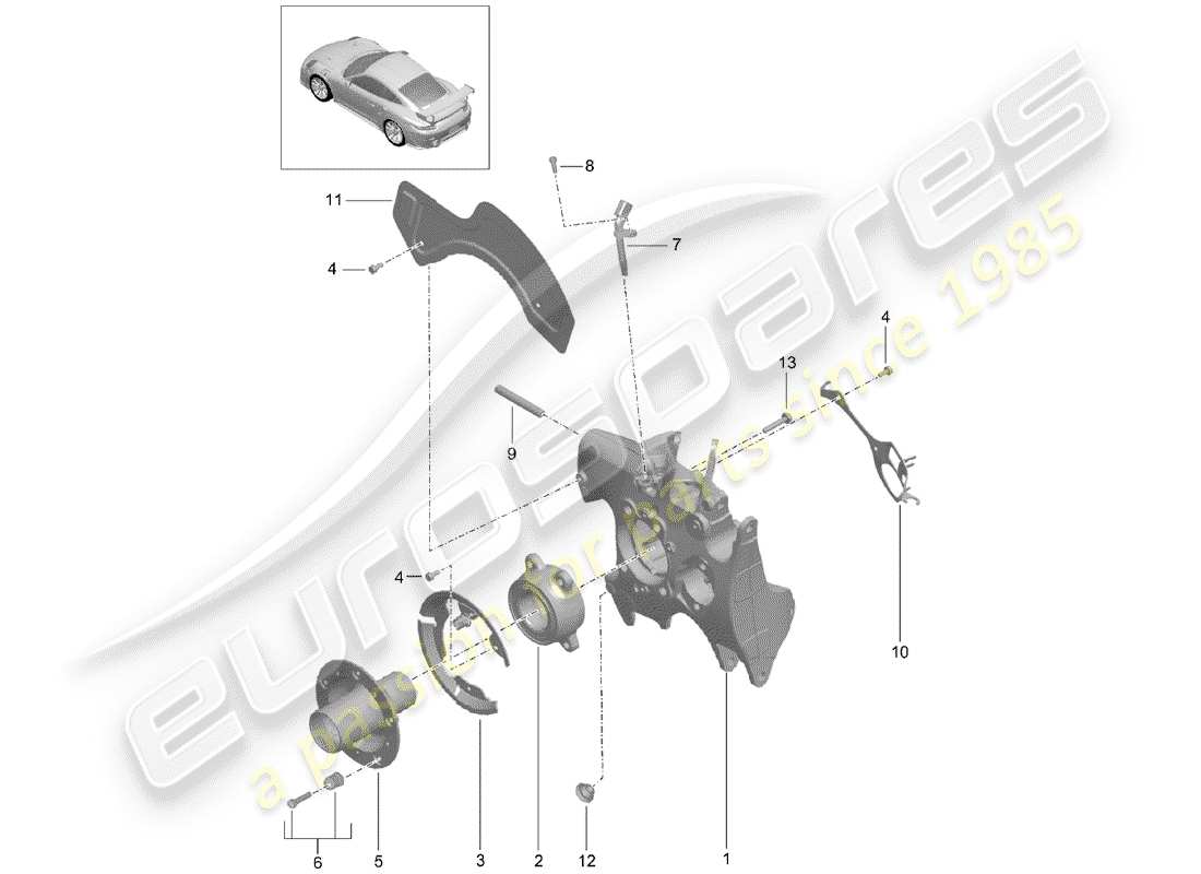 porsche 991 t/gt2rs wheel carrier part diagram
