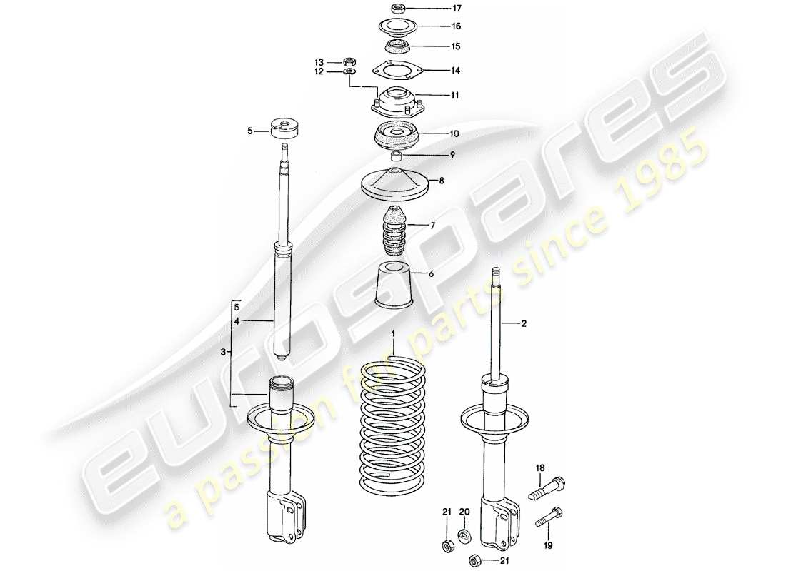 porsche 924 (1983) suspension - vibration damper part diagram