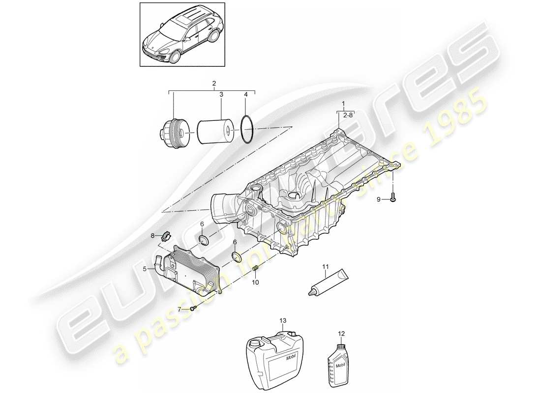 porsche cayenne e2 (2011) oil-conducting housing part diagram