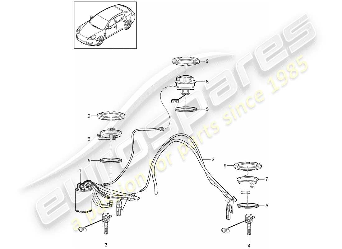 porsche panamera 970 (2012) fuel tank part diagram