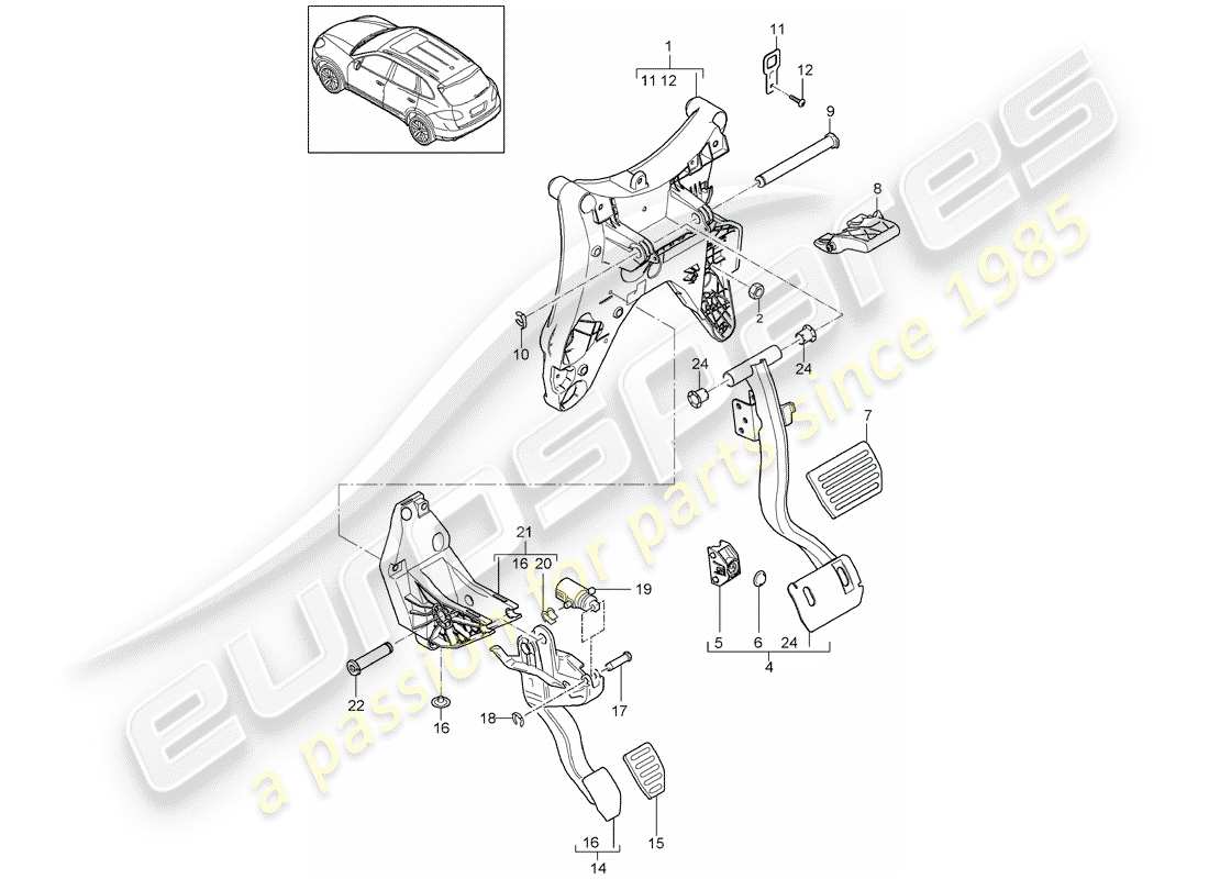 porsche cayenne e2 (2018) pedals part diagram