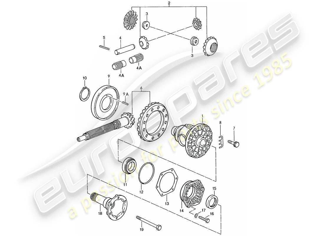 porsche 928 (1990) manual gearbox - differential part diagram