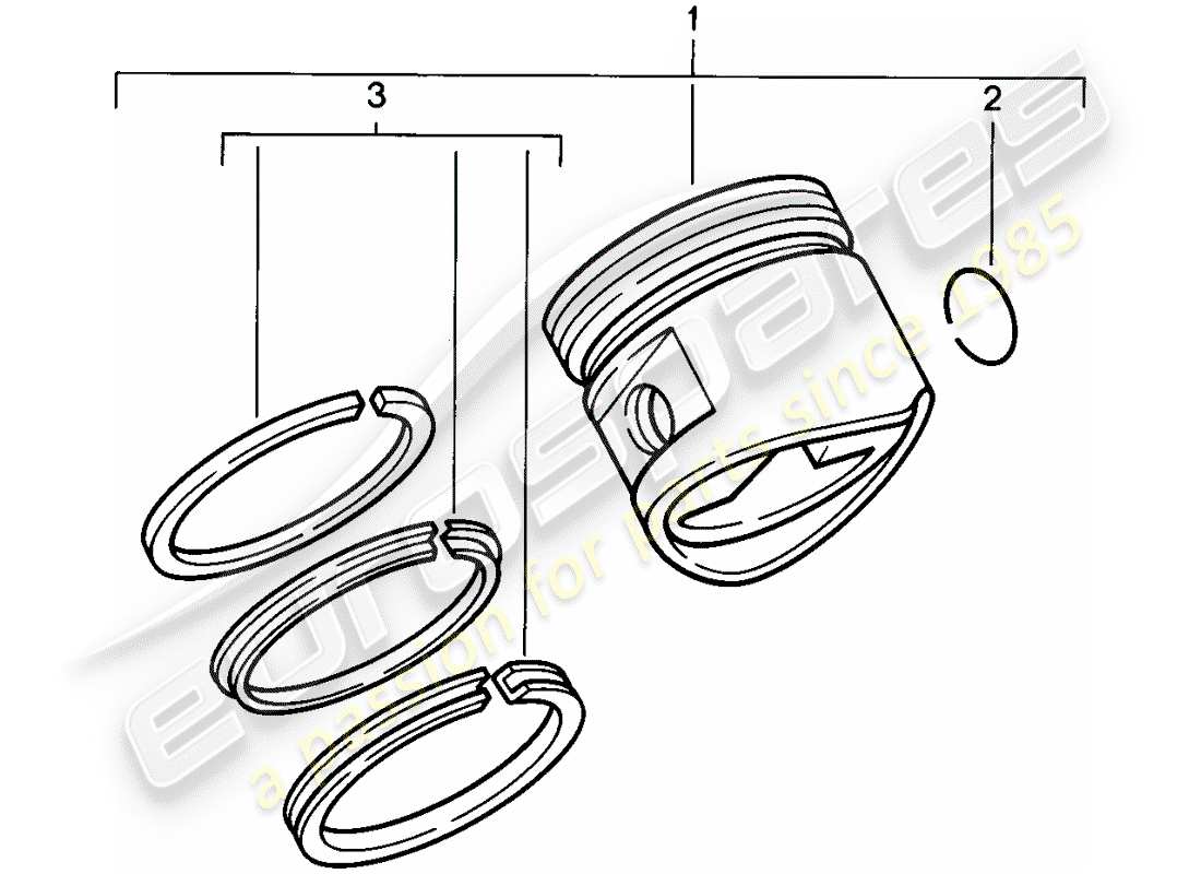 porsche 928 (1982) piston - piston rings part diagram