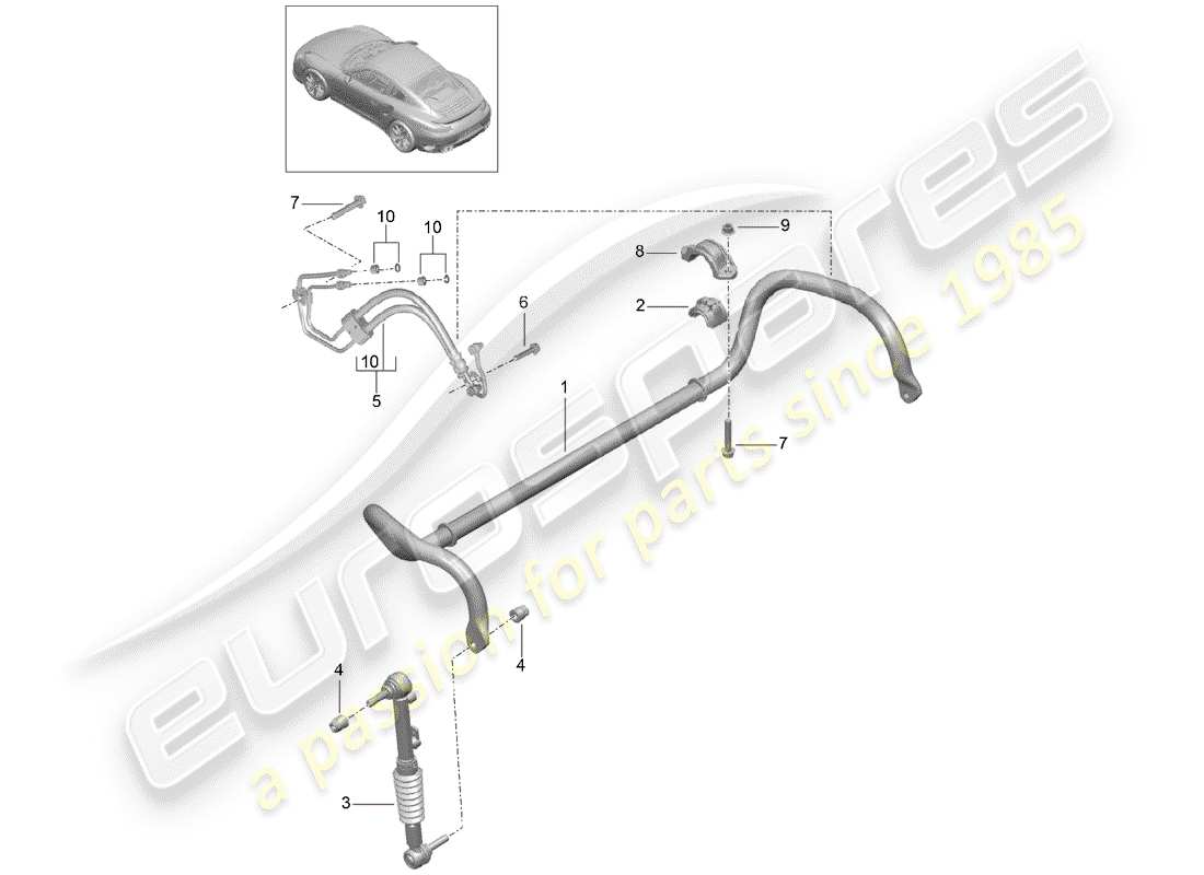 porsche 991 turbo (2020) stabilizer part diagram