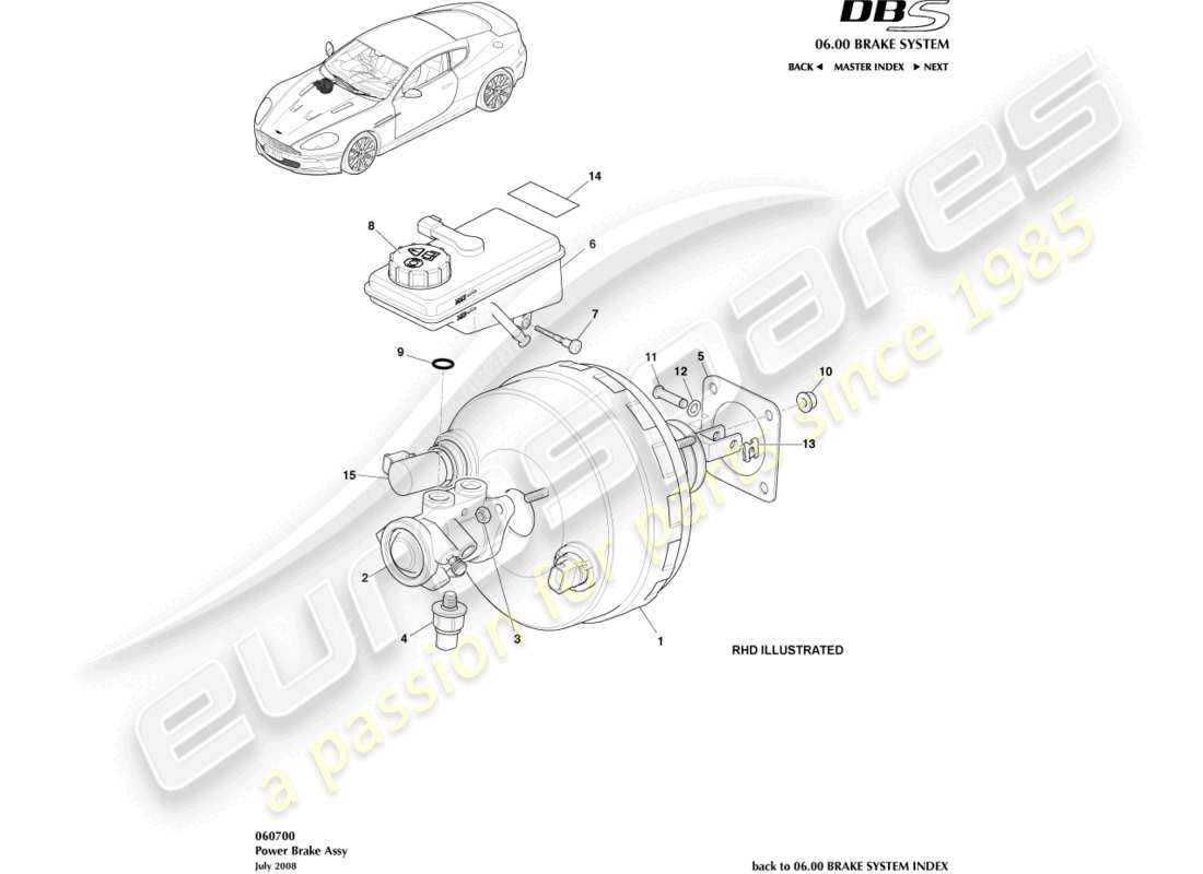 aston martin dbs (2013) power brake assembly part diagram