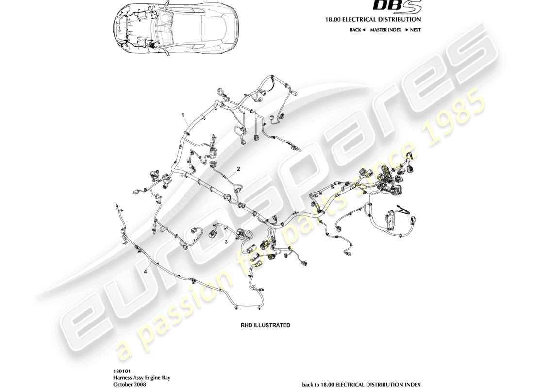 aston martin dbs (2013) engine harness part diagram