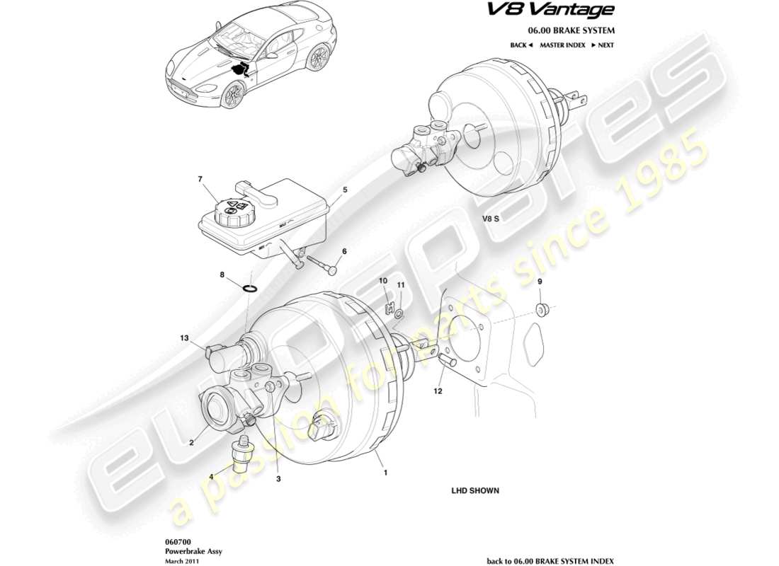 aston martin vantage gt8 (2017) power brake assembly part diagram