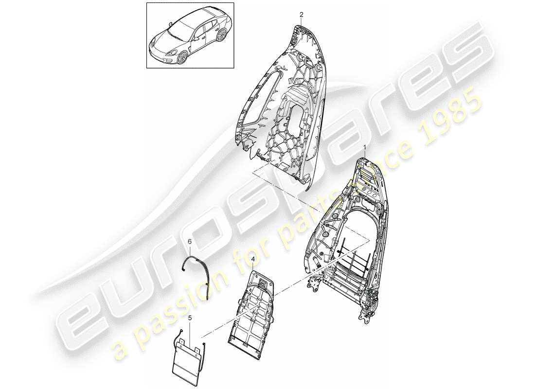 porsche panamera 970 (2010) backrest shell part diagram