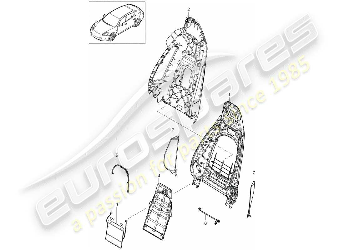 porsche panamera 970 (2010) backrest shell part diagram