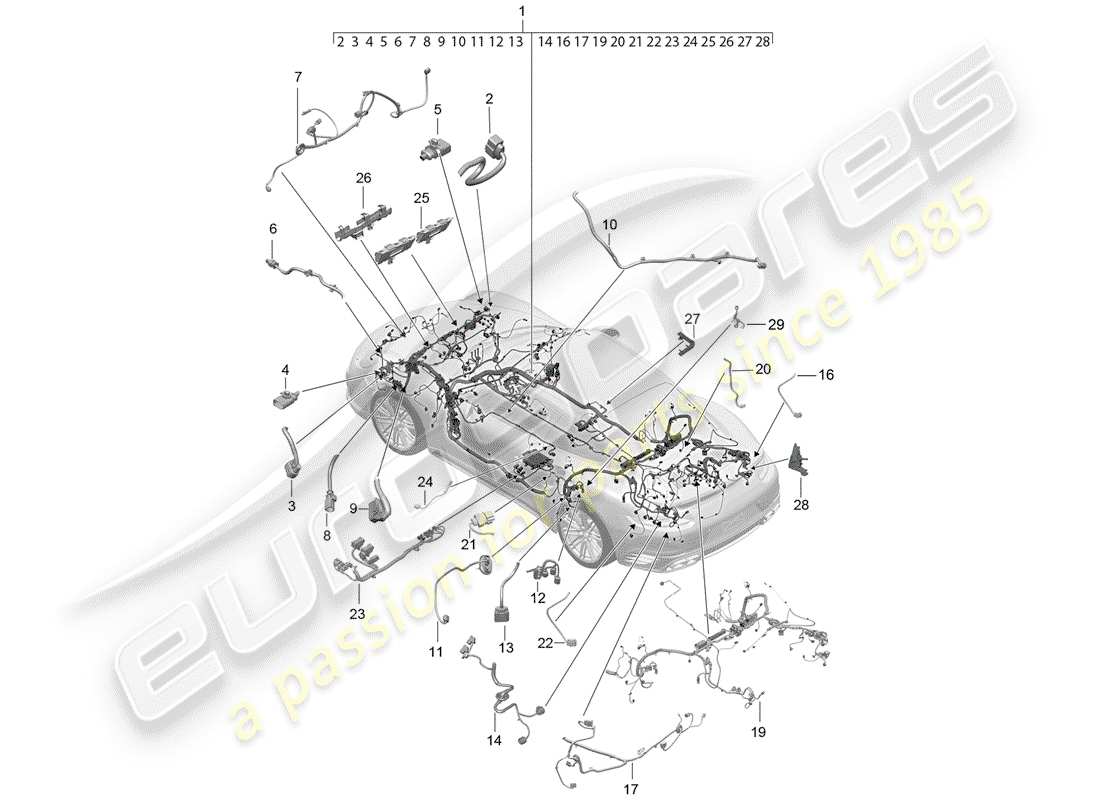 porsche 991 t/gt2rs wiring harnesses part diagram