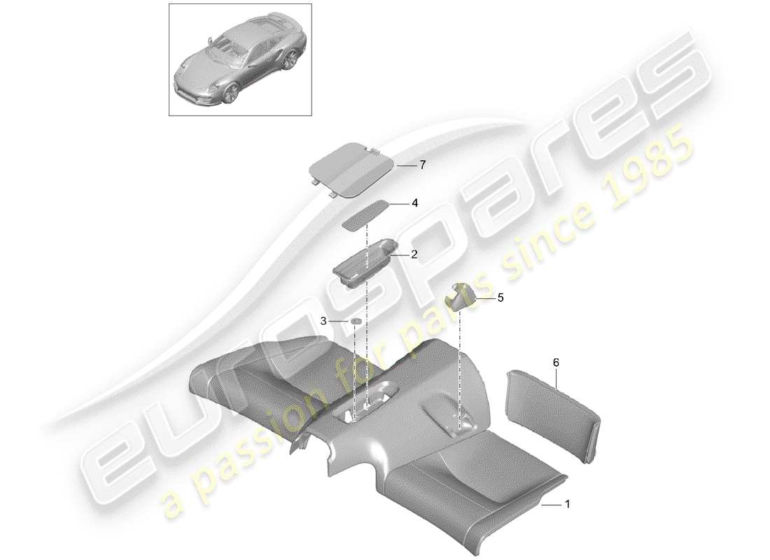 porsche 991 t/gt2rs back seat cushion part diagram