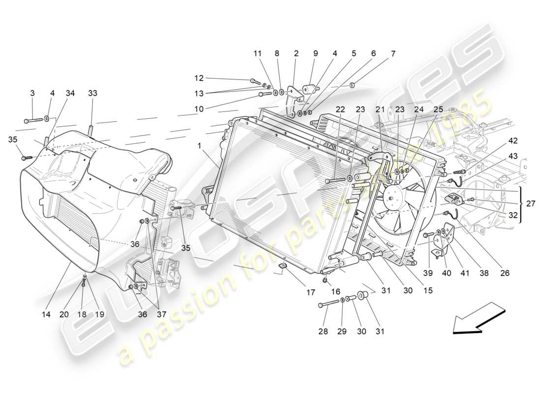 maserati granturismo s (2017) cooling: air radiators and ducts part diagram