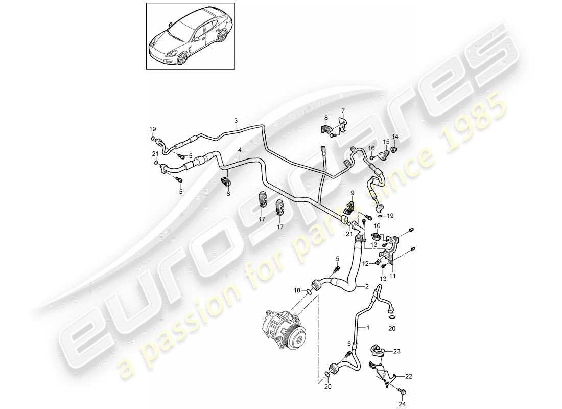 porsche panamera 970 (2010) refrigerant circuit part diagram