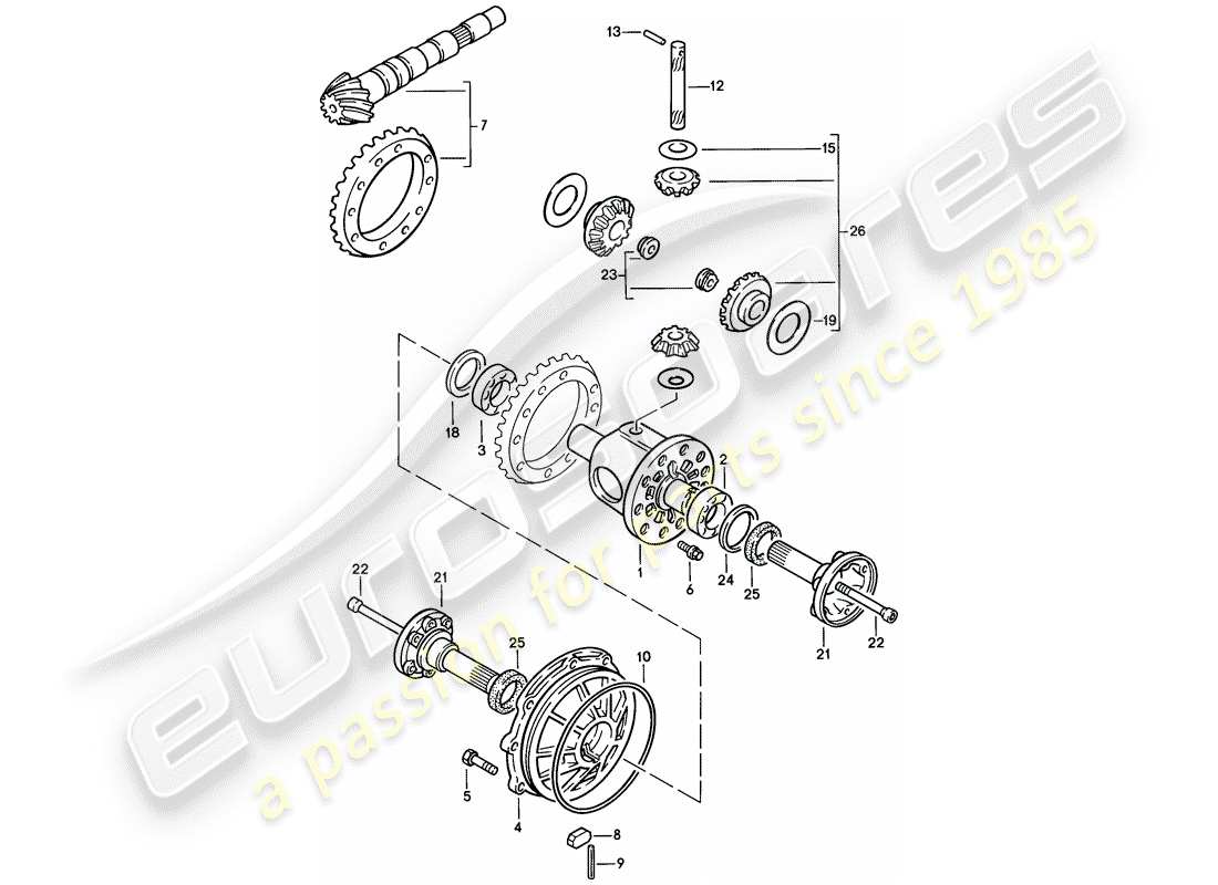 porsche 924 (1978) differential - 4-speed part diagram