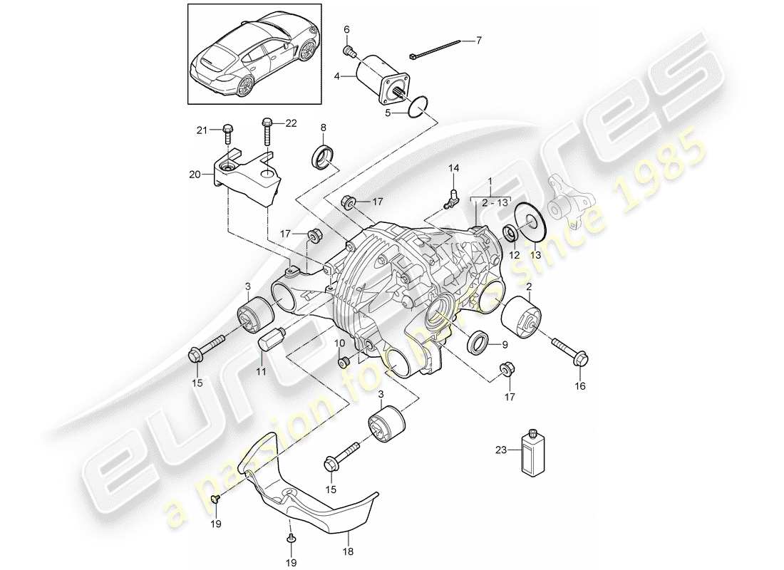 porsche panamera 970 (2010) rear axle differential part diagram