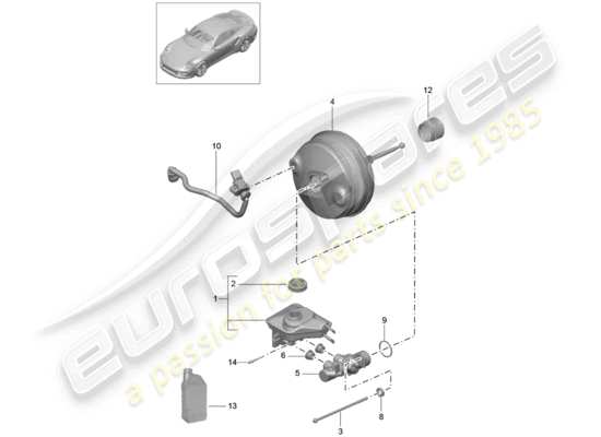 a part diagram from the porsche 991 turbo (2018) parts catalogue